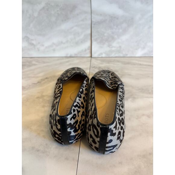Talbots Women's Animal Print Flats Size 7.5 Leather Upper Gray Black Loafers - Picture 6 of 7